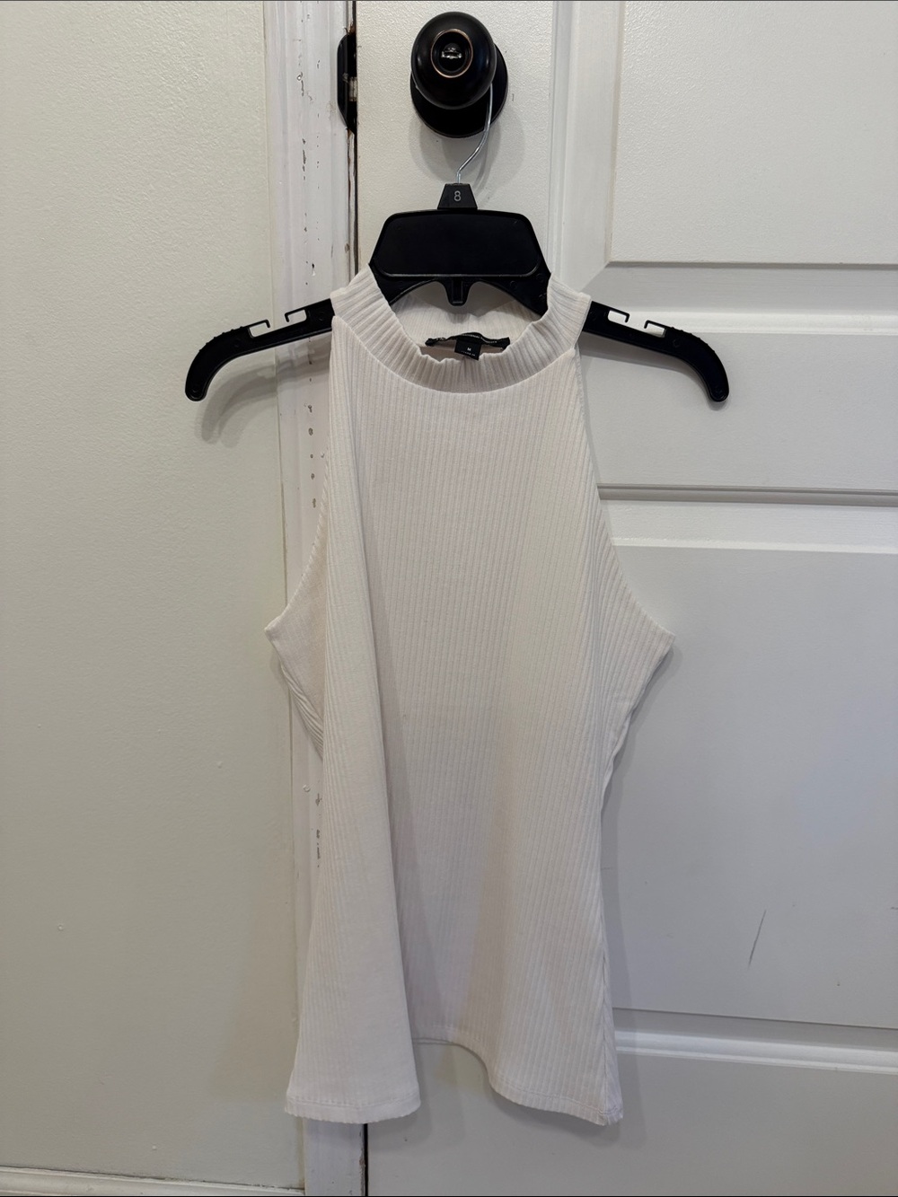 INC International Concepts Cream Ribbed High-Neck Tank